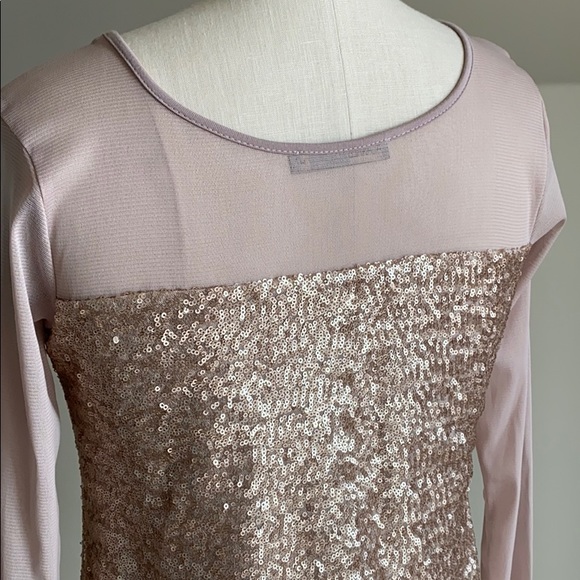 Alanred Gold Sequin Dress with Mesh Sleeves - Picture 4 of 5